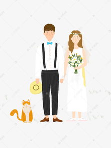 卡通小清新新郎新娘可商用元素素材圖片免費下載 千庫網