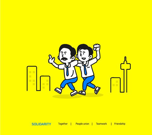 漫畫卡通商務人物職場業績團隊工作場景插畫海報設計